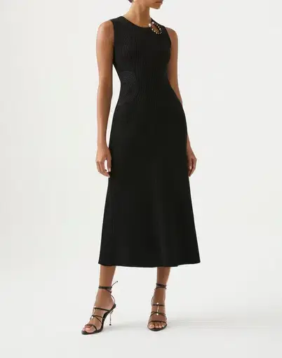 Aje Crescent Knit Midi Dress Black Size S / Au 8