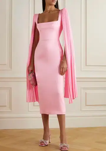 Alex Perry Veronica Cape-effect Midi Dress Pink Size 10