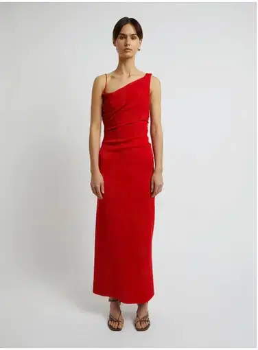 Christopher Esber Cowl Drape Dress Red Size AU 8
