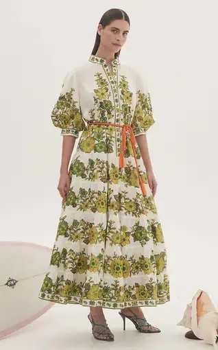 Alemais Wallis Tiered Midi Dress Multi-colored Size AU 14
