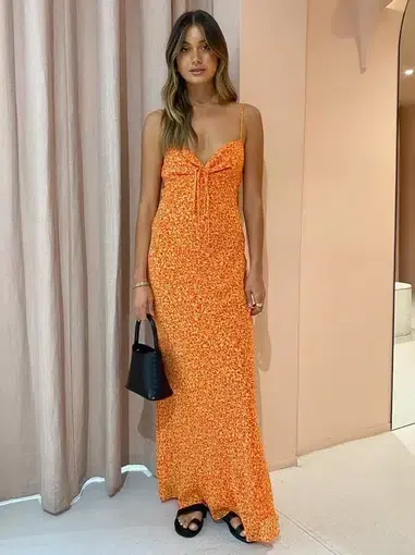 Bec & Bridge Cheri Maxi Dress Orange Size AU 6