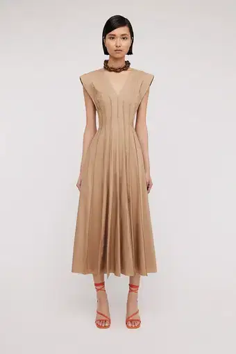 Scanlan Theodore The Parachute French Seam Midi Dress in Camel Brown
Size 6 / XS