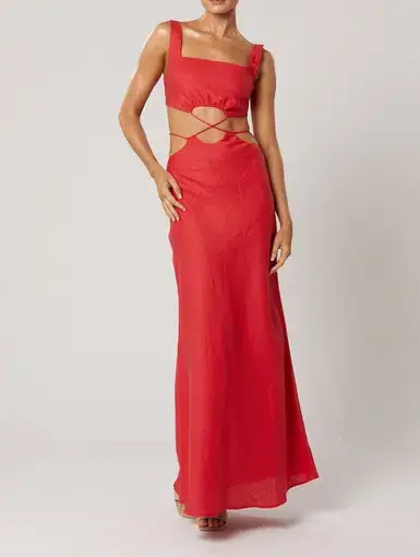 Winona Imara Tie Back Dress Crimson Red Size M / Au 10