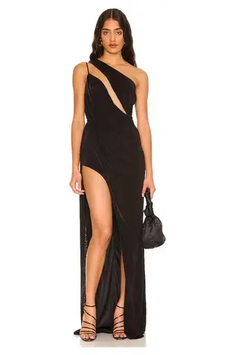 Katie May X Revolve A Cut Above Floor Length One Shoulder Gown Black Size 10