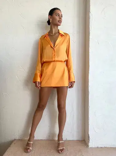 Hansen & Gretel Jerico Midi Shirt Dress Orange Size L / AU 12