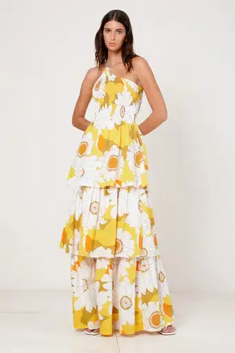 SWF Boutique One Shoulder Layered Maxi Dress Floral Size 10