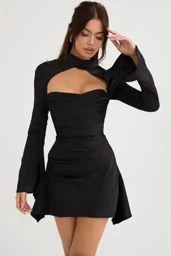House of CB Dress Toira Draped Corset Mini Dress Black Size S / Au 8
