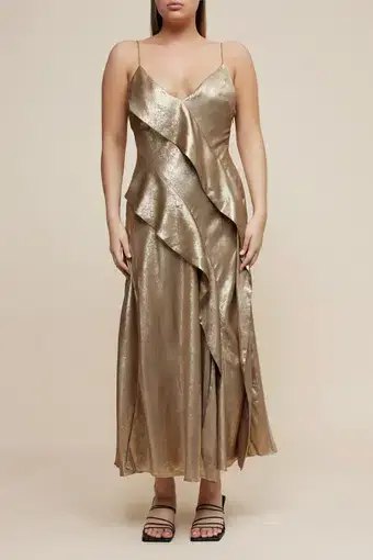 Acler Queensbridge Midi Dress Gold Size 14