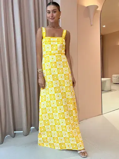 By Nicola Goldie Maxi Dress In Small Sol Yellow Size AU 6