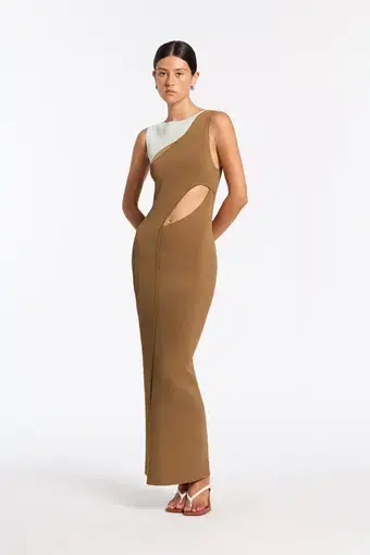 Sir the Label Nadja Cut Out Maxi Dress Cinnamon Size XS/AU 6
