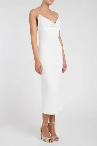 Rebecca Vallance Sylvie Midi Dress White Size AU 6