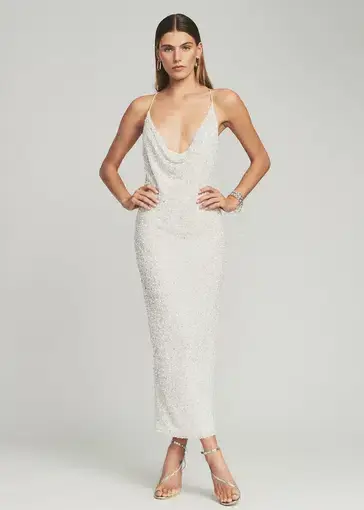 Retrofete Freida Dress White Sequin Size 10