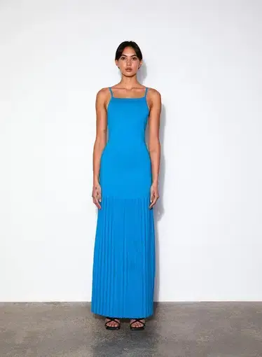 Wynn Hamlyn Accordion Slip Dress Blue Size XS/AU 6