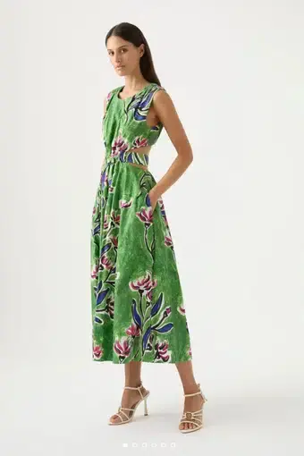 Aje Zorina Tie Midi Dress in Native Gumnut Floral
Size 6 / XS