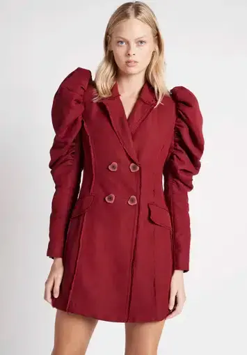 Aje Nova Butterfly Sleeve Jacket Dress in Burgundy in Size 16