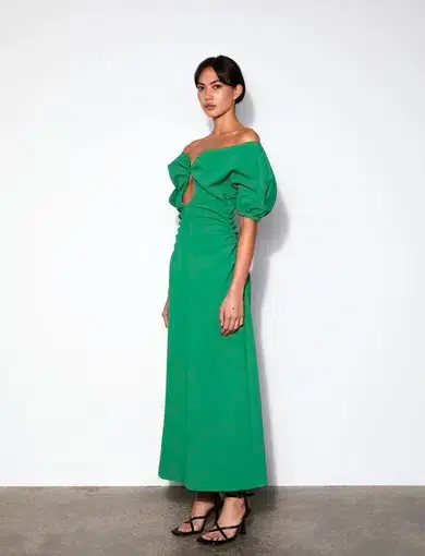 Wynn Hamlyn Zoe Off Shoulder Dress Green Size 8 