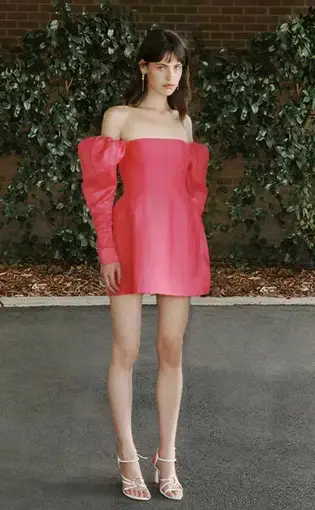 Aje Baret Sleeved Mini Dress Pink Size 10