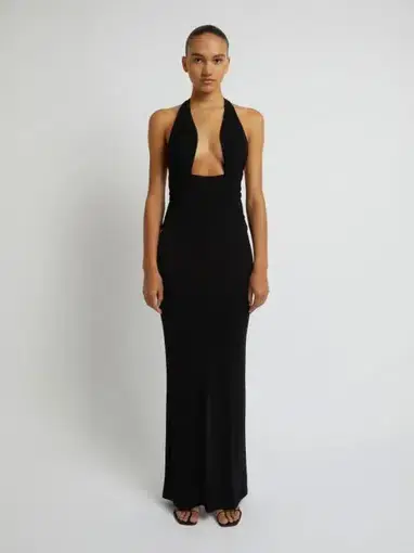 Christopher Esber Tailored Slope Halter Black Dress Size AU 6 