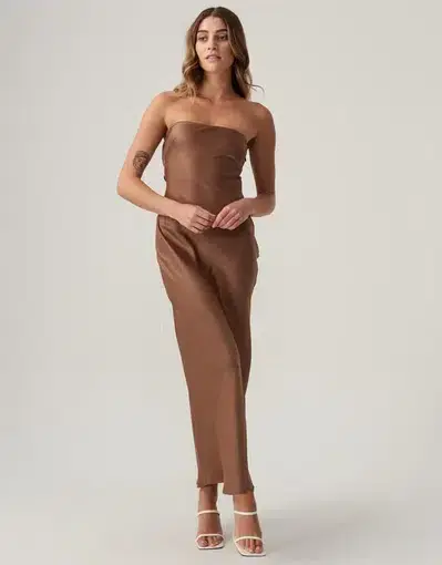 ST MRLO Blaze Midi Dress Brown Size AU 6