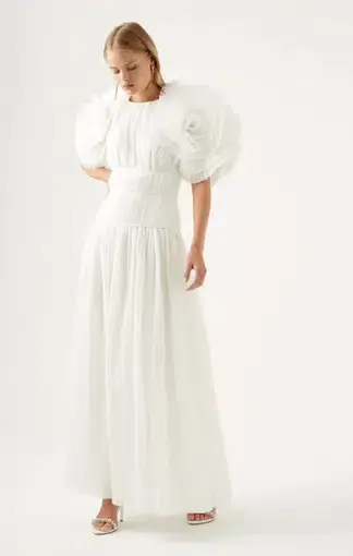Aje Expressive Pleated Maxi Dress Ivory Size 8 / S