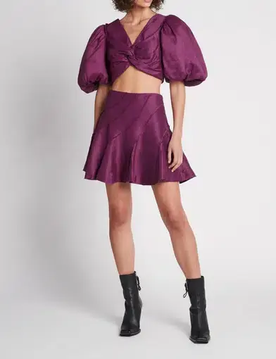 Aje Reverb Puff Sleeve Cropped Top and Admiration Flip Mini Skirt Set in Violet
Size 10 / M