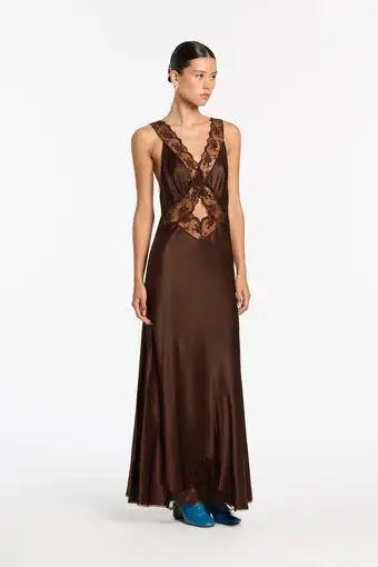 Sir The Label Aries Cut Out Gown Chocolate Brown Size 1 / AU 8