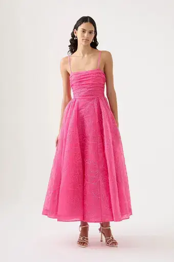 Aje Evangeline Cornelli Maxi Dress Protea Pink Size L / AU 12