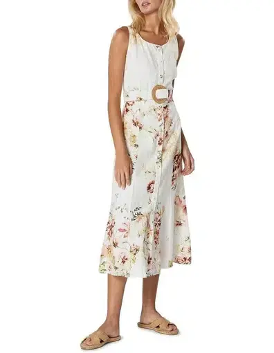 Winona Delphiniums Button Midi Dress Floral Size 6