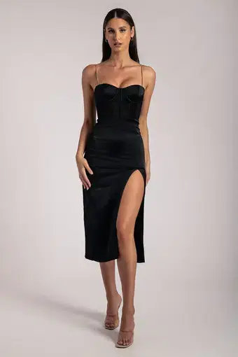 Meshki Talisa Chain Strap Midi Dress in Black Size XS / Au 6