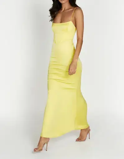 Meshki Desirie Corset Maxi Dress in Lemon Yellow Size XS / Au 6