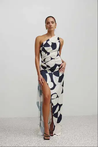 Lexi Clothing Samira Abstract Dress Navy Tag Size AU 8