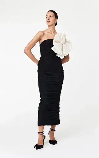 Rachel Gilbert Evana Midi Dress Black Size 2/AU 10