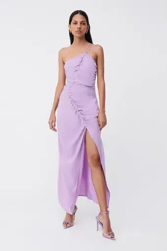 Suboo Andy Asymmetric Ruched Slip Midi Dress Lavender Size XS / Au 6