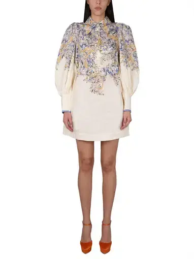 Zimmermann Tama Long Sleeve Tunic Mini Dress Floral Size 1 /Au 10