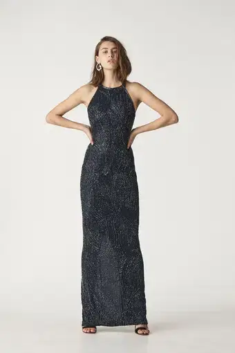 Rachel Gilbert Hand Embellished Carrie Gown Midnight Black Size AU 6