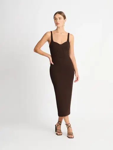 Sheike Calista Midi Dress Brown Size 8 / S
