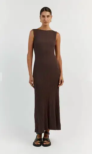 Dissh Ivy Coffee Sleeveless Midi Dress Brown Size S / AU 8