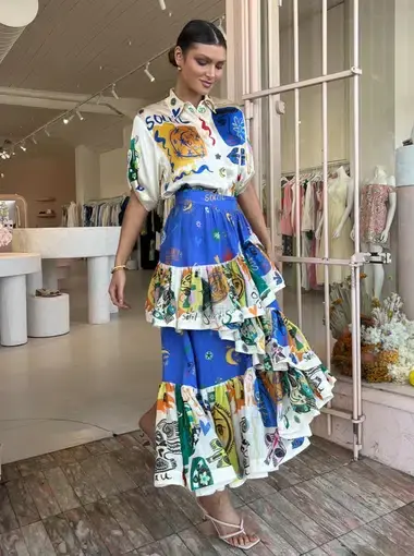 Alemais Soleil Ruffle Skirt Multi Size AU 6