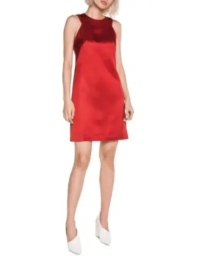 Cue Wool Satin Shift Dress Red Size 6