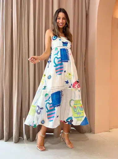 Kate Ford Pella Ladder Bustier Dress Print Size 14