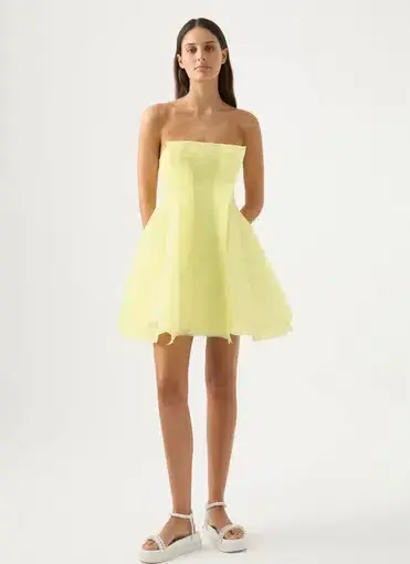 Aje Astrid Strapless Mini Dress in Soft Lemon Yellow
Size 6 / XS