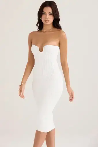House Of CB Oriana Strapless Midi Dress White Size XS / AU 6