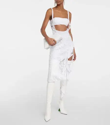 Attico Sequin Embellished Cut-out Midi Dress White Size AU 6