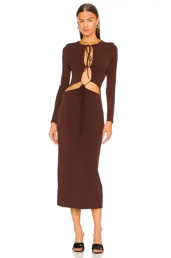Aya Muse Brown Midi Dress Brown Size XXS / AU 4