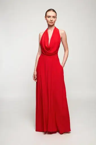 S/W/F Boutique Le Reve Cowl Neck Maxi Dress Red Size 12