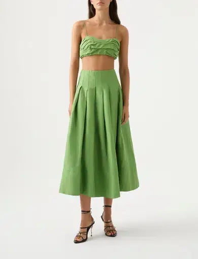 Aje Thea Draped Twist Crop Top & Paradiso Cinched Midi Skirt Set in Fern Green
Size 8 / S