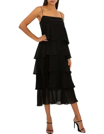 Carla Zampatti Tiered Dress Black Size 10