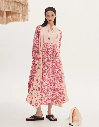 Alemais Esmeralda Spliced Midi Dress Pink Size 12