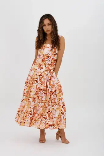 Acler Withington Dress Midi Blush Print Size 8