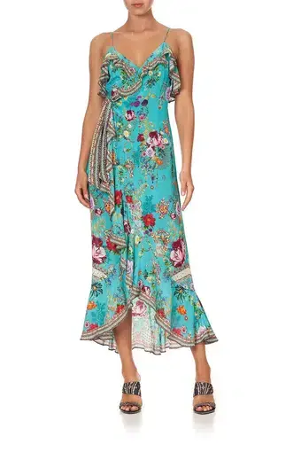 Camilla Long Wrap Dress With Frill in A Sonnet For Satine
Size XS / Au 8